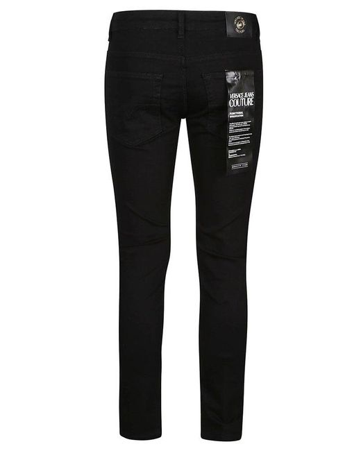 Versace Black Logo Patch Skinny Jeans for men