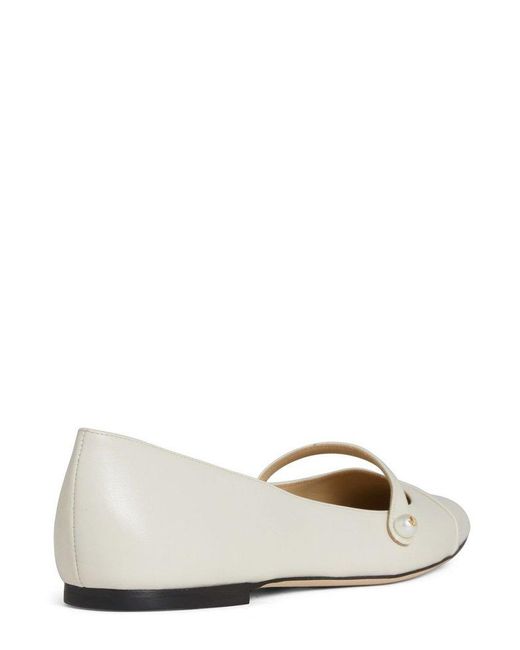 Jimmy Choo White Elisa Embellished Ballerina Flats