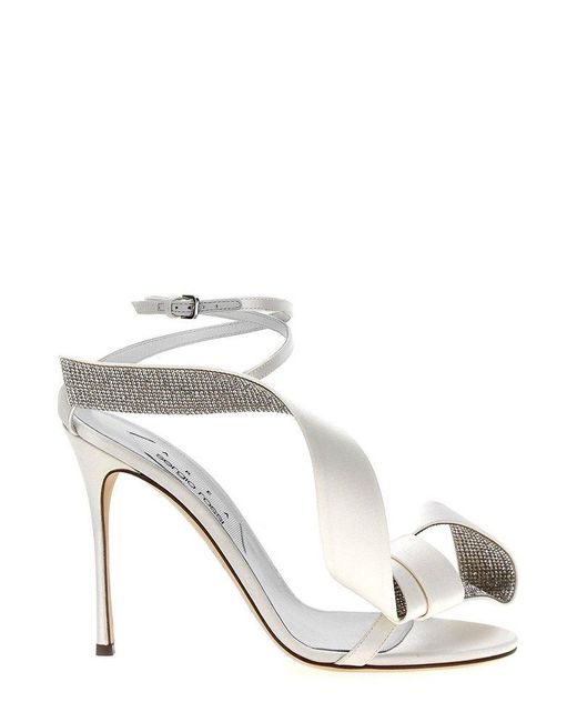 Sergio Rossi White X Area Marquise Bow Detailed Heeled Sandals