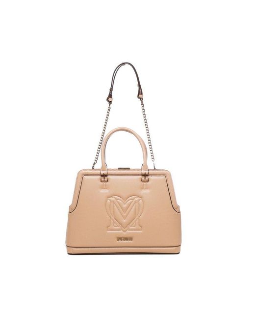 Love Moschino Natural Chain-linked Tote Bag