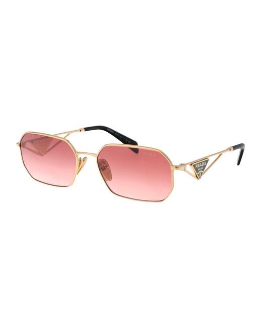 Prada Pink Pr A51s Irregular-frame Metal Sunglasses