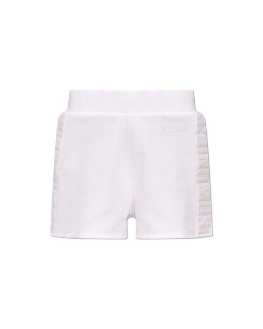 Moschino White Logo Patch Thigh-high Shorts