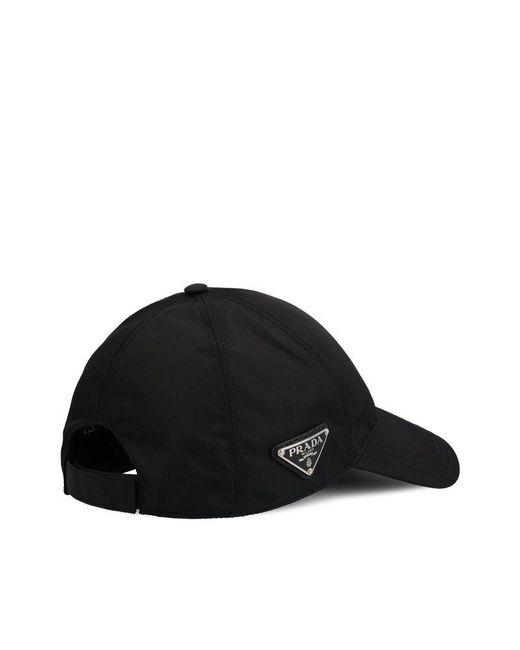 Prada Black Logo Plaque Baseball Cap for men