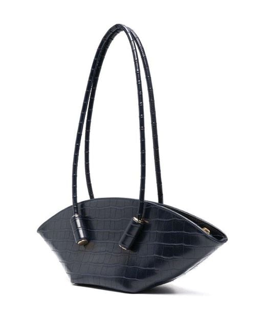 THEMOIRÈ Blue Croc-Embossed Shoulder Bag