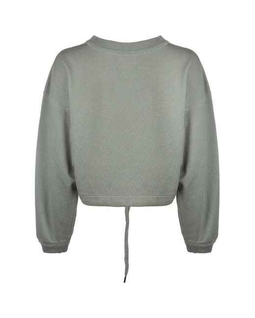 Isabel Marant Gray Margo Cropped Drawstring-Trim Sweatshirt