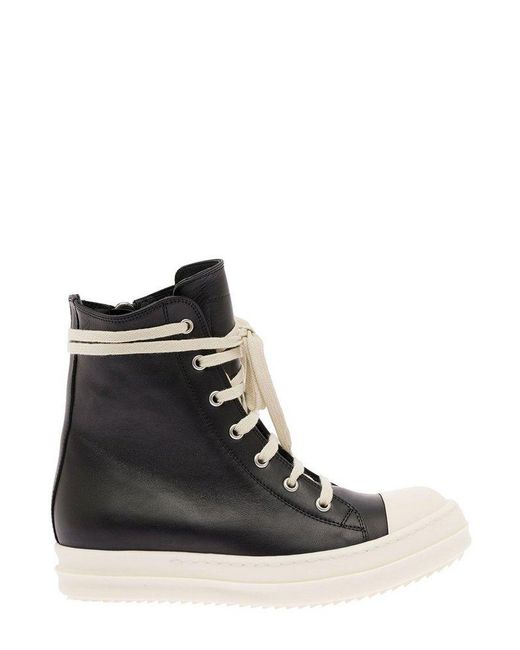 Rick Owens Black Woman's Leather Sneakers With Laces