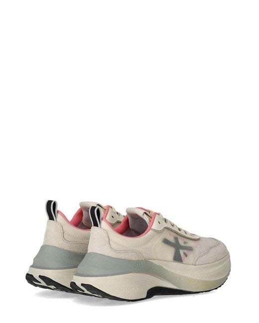 Premiata White Hill Lace-Up Sneakers
