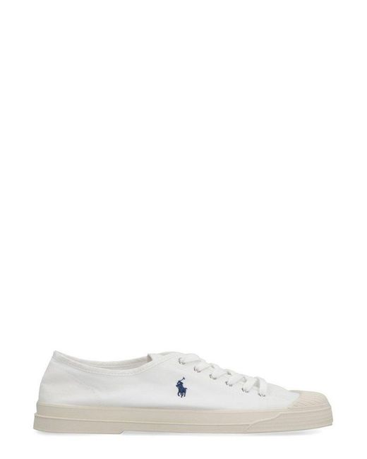 Polo Ralph Lauren White Logo Embroidered Lace-up Sneakers