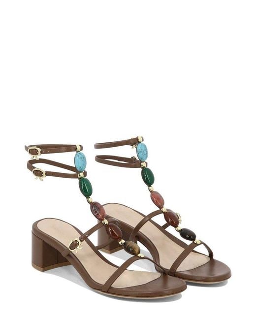 Gianvito Rossi Brown Shanti Embellished Sandals