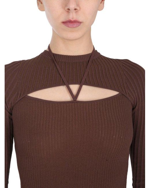 ANDREA ADAMO Brown Dress With Cut Out Accent