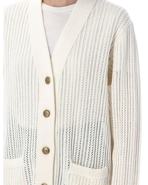 Golden Goose Deluxe Brand White Perforated Cotton Cardigan