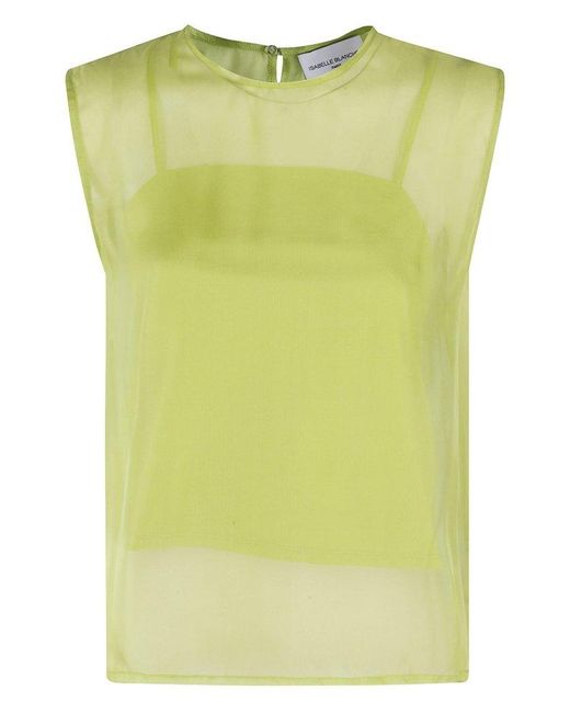 Isabelle Blanche Green Sleeveless Chiffon Top
