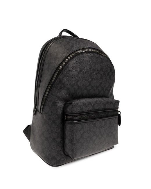 COACH Black Backpack With Logo for men