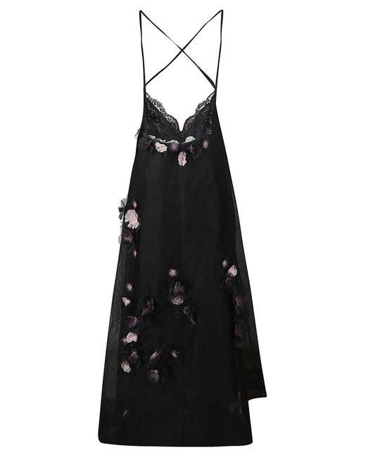 Zimmermann Black Daisy Floral-detailed Sleeveless Maxi Dress