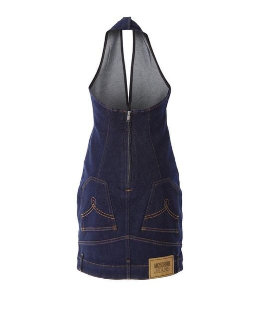 Moschino Blue Jeans V-neck Halterneck Mini Dress