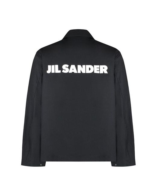 Jil Sander Black Logo Printed Shirt Jacket for men