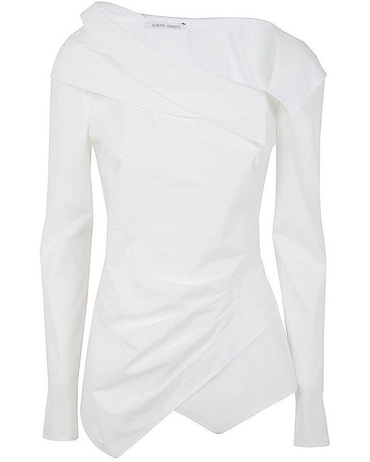Alberta Ferretti White Poplin Crsossed Shirt