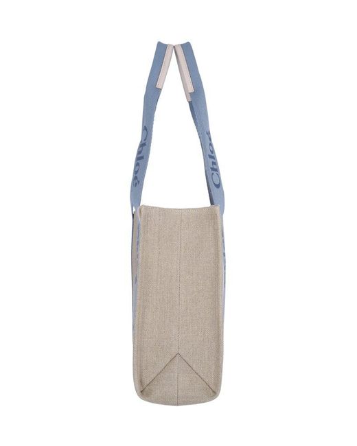 Chloé Blue 'woody' Midi Tote Bag