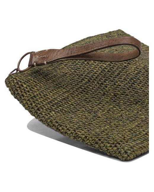 IBELIV Green Ampy Woven Zipped Clutch Bag