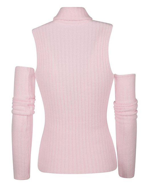 Blumarine Pink Cut Out Turtleneck Sweater