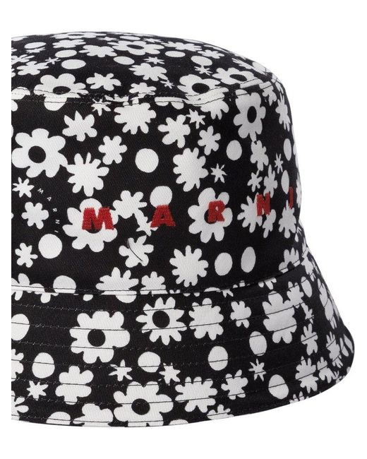 Marni White Pop Fields Motif Bucket Hat for men