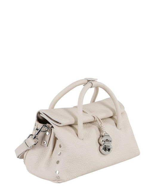 Zanellato White Dotta Centauro Small Top Handle Bag