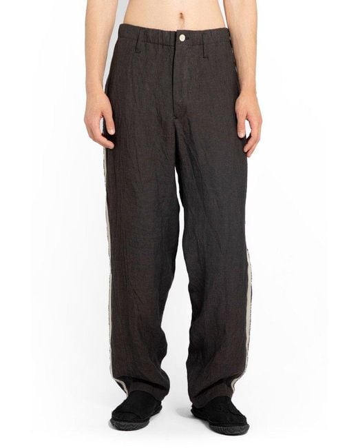 Yohji Yamamoto Black Seam-Detailed Tapered-Leg Trousers for men