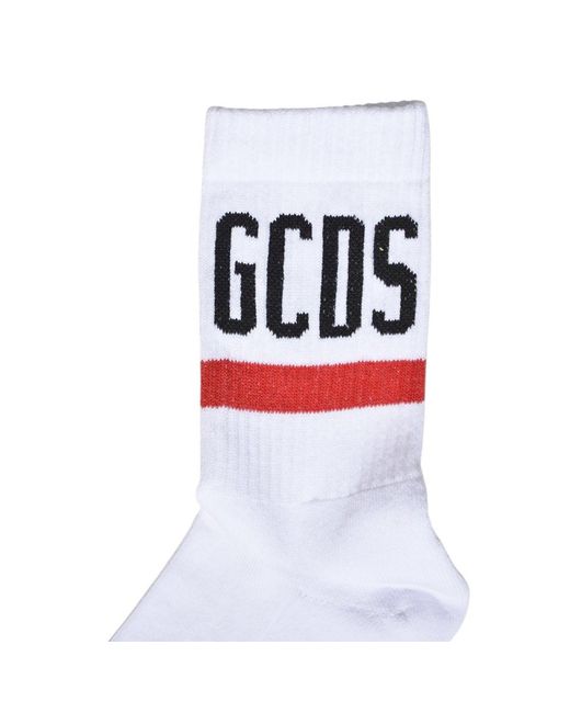 Gcds Blue Logo Intarsia Stretched Socks for men