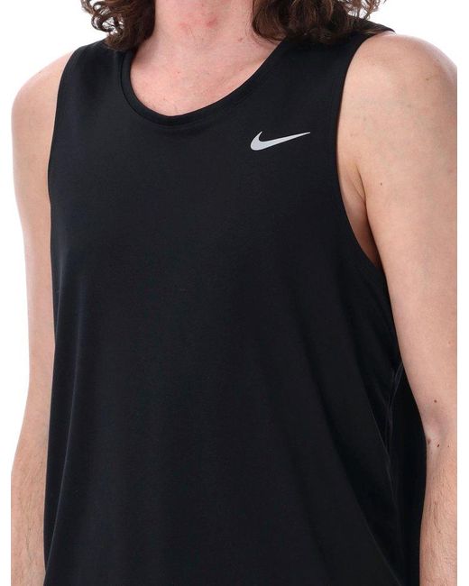 Nike Black Miler Crewneck Sleeveless Running Tank Top for men
