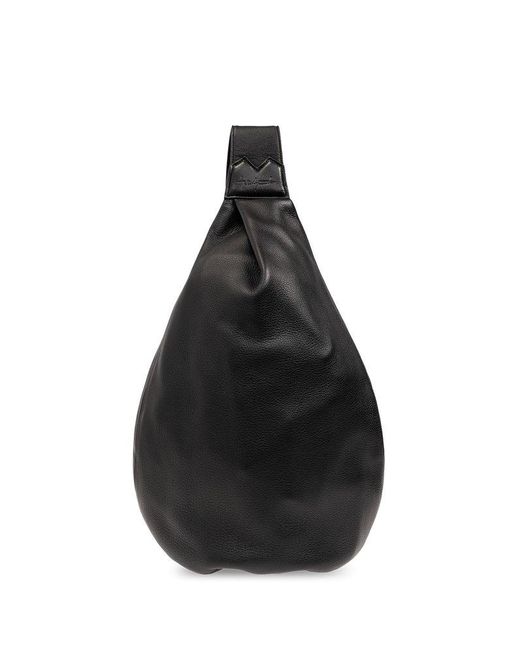 Discord Yohji Yamamoto Black Logo Embossed Single Strapped Shoulder Bag
