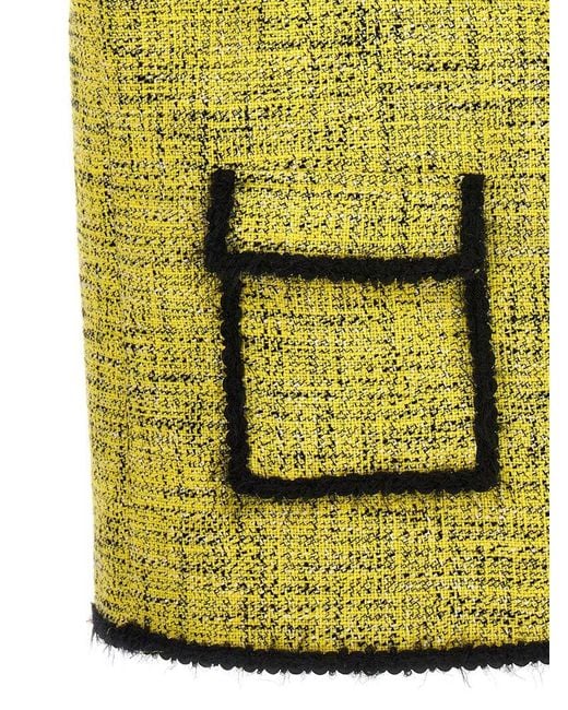 MSGM Yellow Single-breasted Tweed Vest