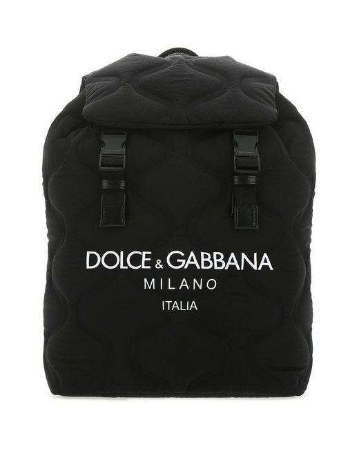 Dolce & Gabbana Black Logo Quilted Backpack for men