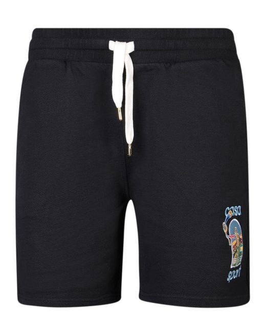 Casablancabrand Black Le Jeu Drawstring Shorts for men