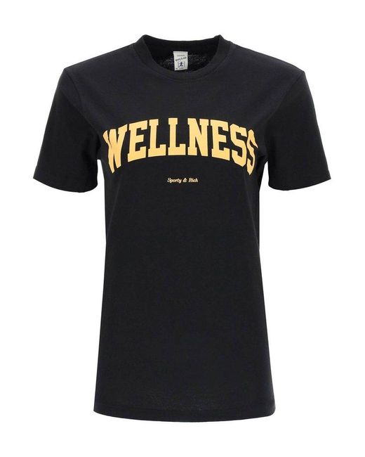 Sporty & Rich Black Wellness Ivy Crewneck T-shirt