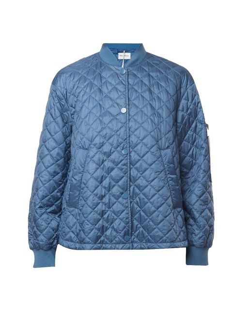 Max Mara Blue Buttoned Padded Jacket