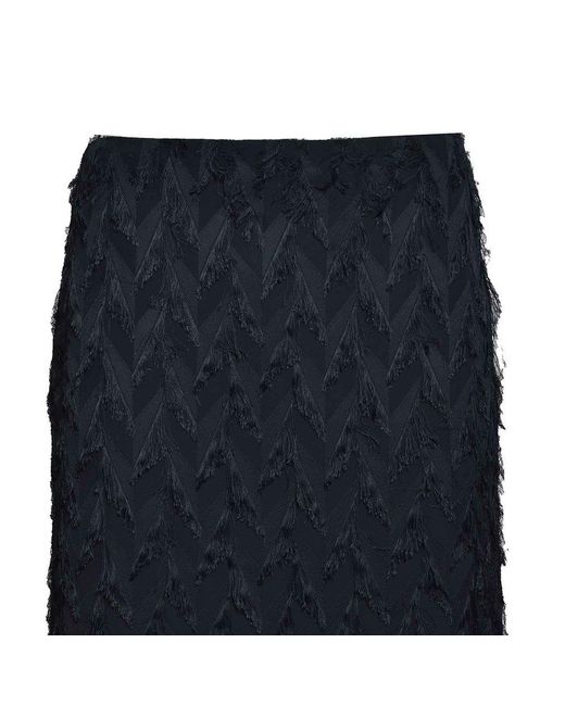 MSGM Black Fringe Detailed Midi Skirt