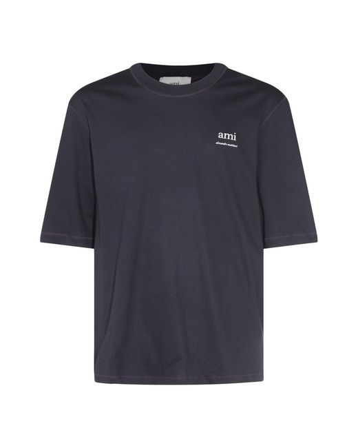 AMI Blue Cotton T-Shirt for men