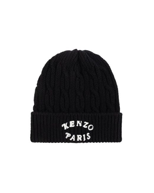 KENZO Black Verdy Market Embroidered Beanie