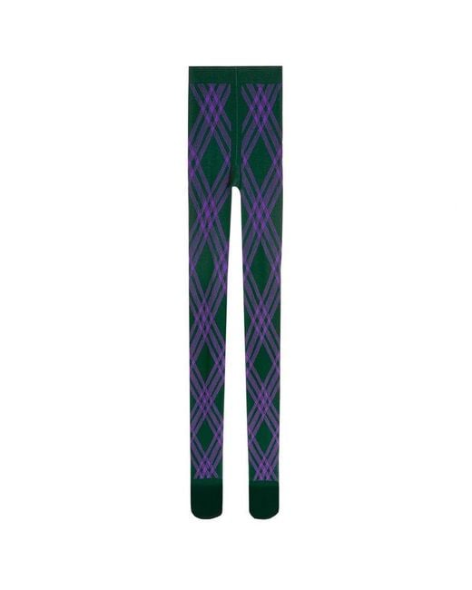 Burberry Blue Checkered Tights