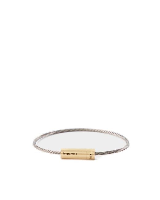 Le Gramme 7G engraved cable bracelet - Silver