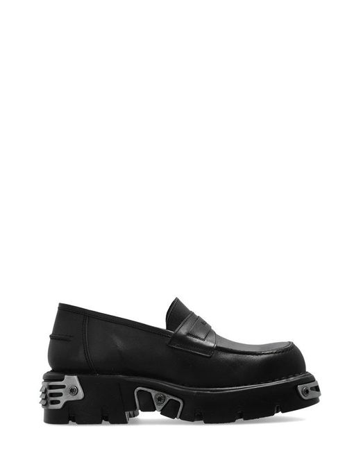 Vetements Black Logo Embossed Square Toe Loafers for men