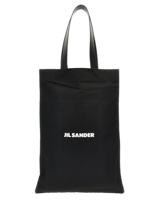 Jil Sander Black Flat Shopper Tote Bag