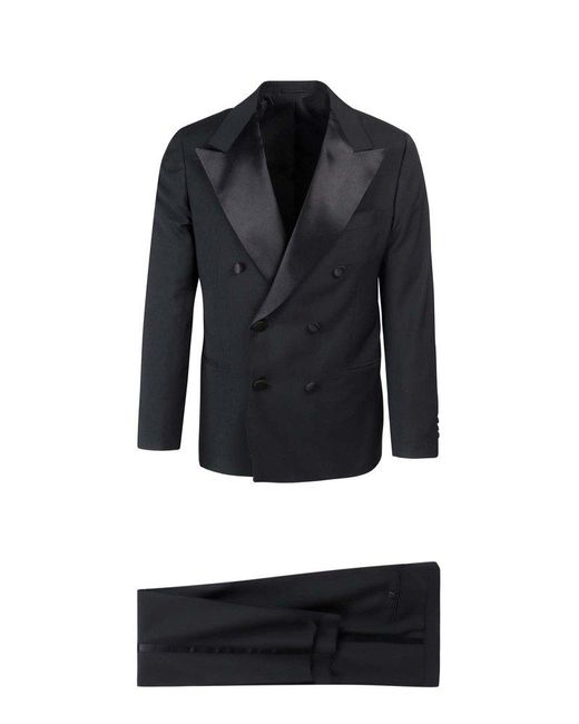 Kiton Wool Double-breasted Tuxedo in Black for Men | Lyst Canada