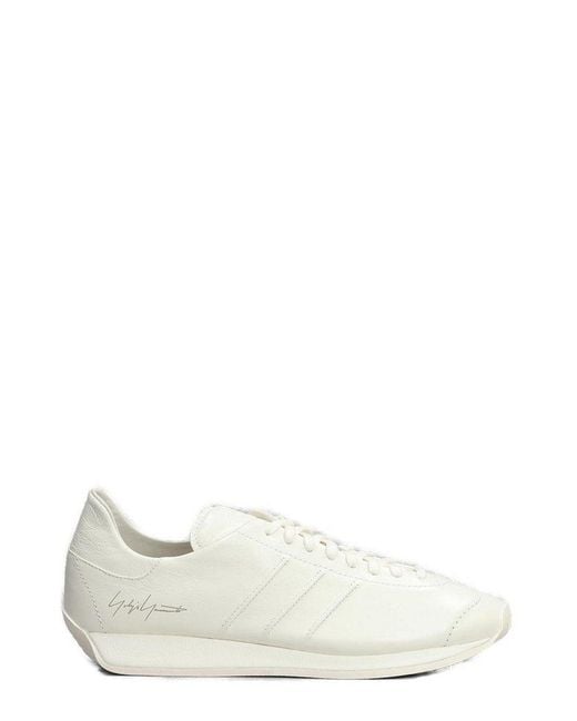 Y-3 White Round-toe Lace-up Country Sneakers for men
