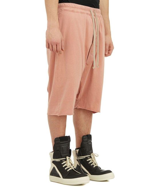Rick Owens Pink Drawstring Shorts for men