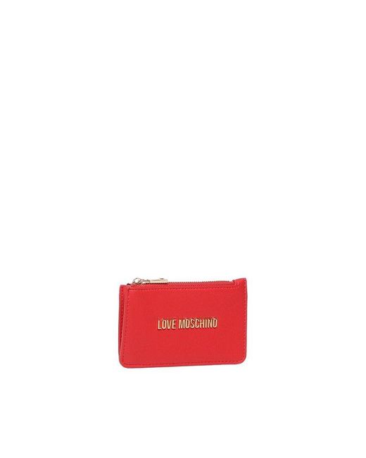 Love Moschino Red Logo Lettering Zipped Wallet