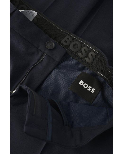 Boss Blue Pressed Crease Tailored Pants for men