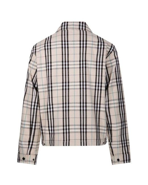 Burberry Multicolor Jacket With Classic Collar And All-Over Check Motif for men