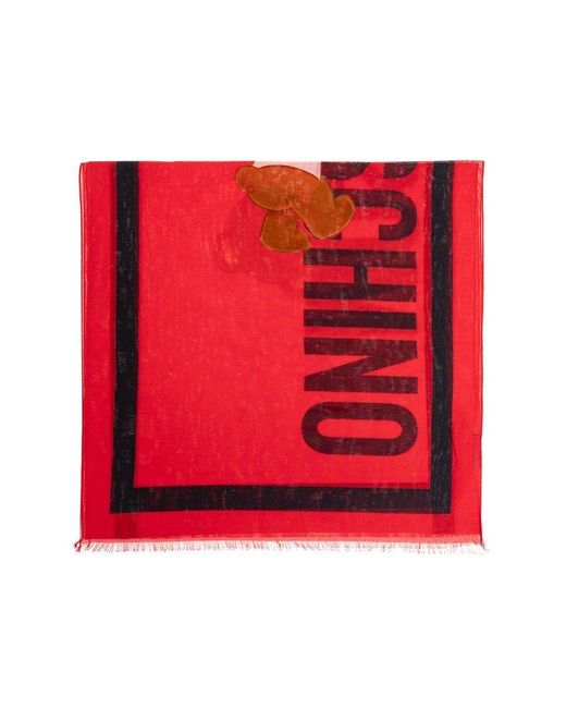 Moschino Red Scarf With Logo,
