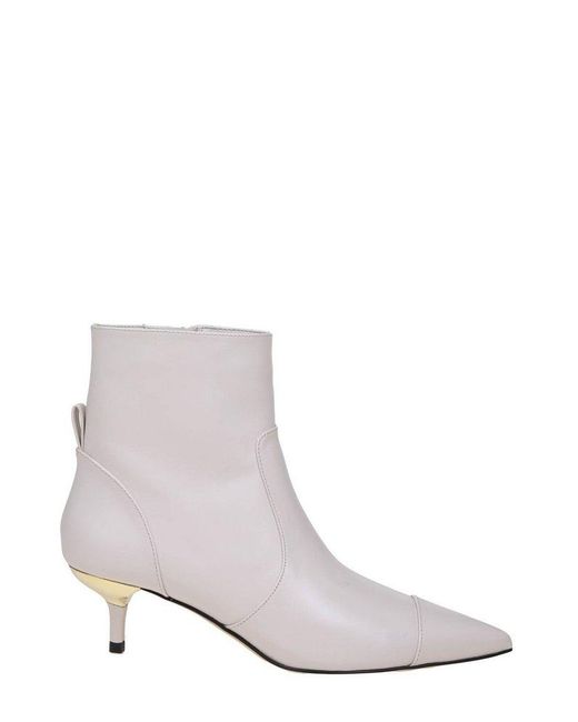 Michael Kors White Kadence Ankle Boots In Cream Color Leather